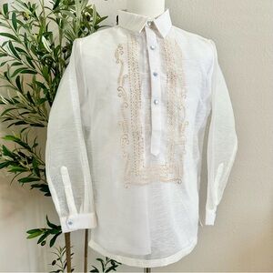 Elegant White Embroidered Men's Shirt